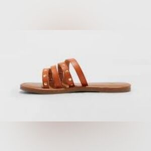 Shade & Shore Tan Multi-Strap, Faux Leather ,Sandals, Size 6